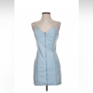Denim style zip up dress